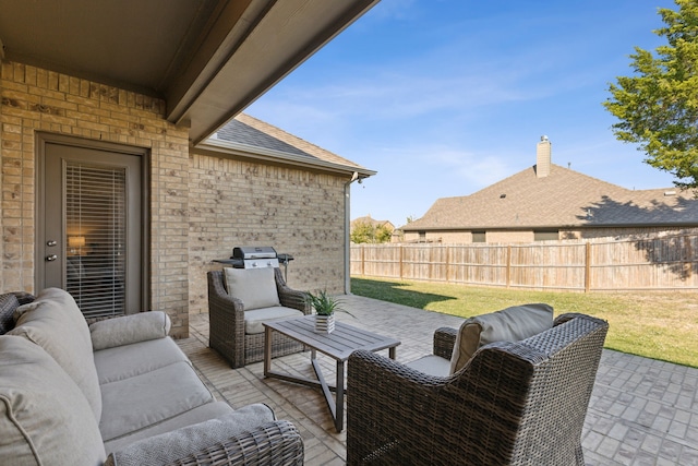 view of patio featuring an outdoor hangout area