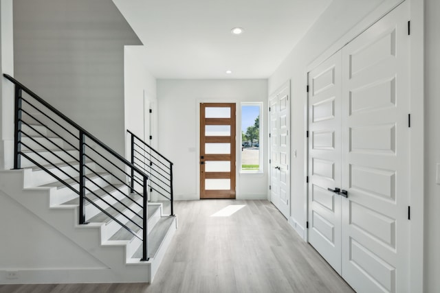 entrance foyer featuring light hardwood / wood-style flooring