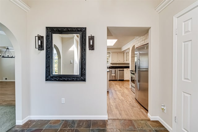 hallway featuring dark hardwood / wood-style floors