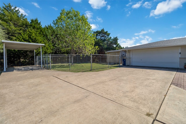 view of yard with a garage