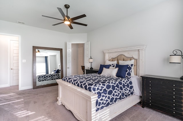 bedroom with carpet floors and ceiling fan