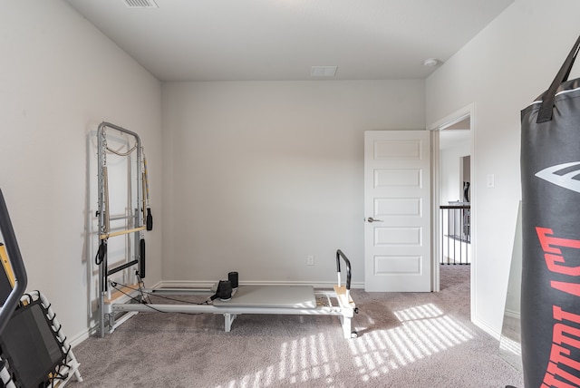 exercise room with carpet