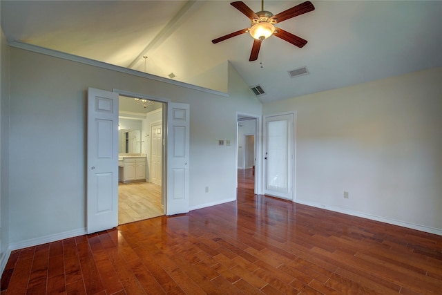 unfurnished bedroom with visible vents, baseboards, and wood finished floors