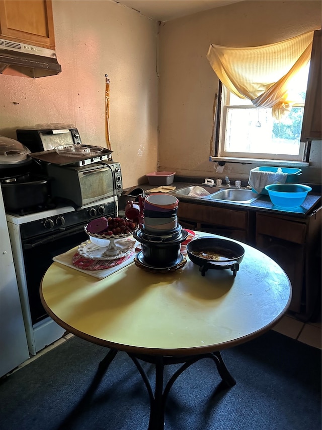 dining space with sink