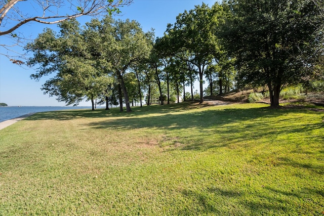 view of yard featuring a water view