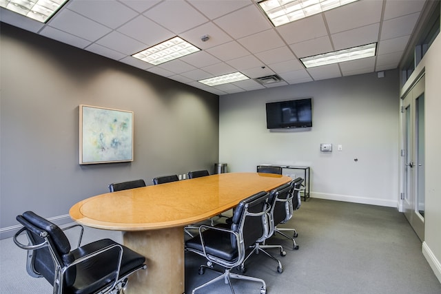 home office featuring a paneled ceiling