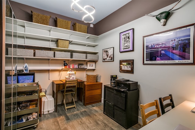 office space with wood-type flooring