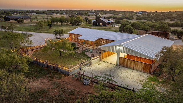 view of aerial view at dusk