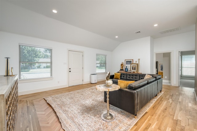 505 Sandra Dr, Irving, TX 75060 - living room featuring lofted ceiling, baseboards, recessed lighting, and light wood-type flooring