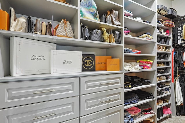 spacious closet with carpet flooring