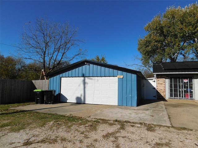 garage with solar panels