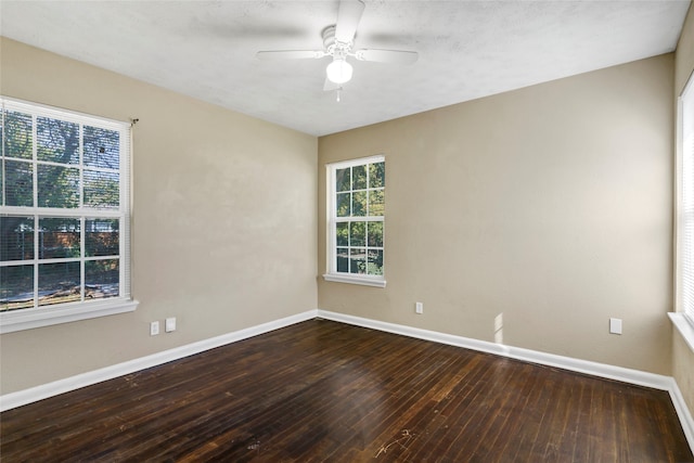 unfurnished room featuring wood-type flooring and ceiling fan