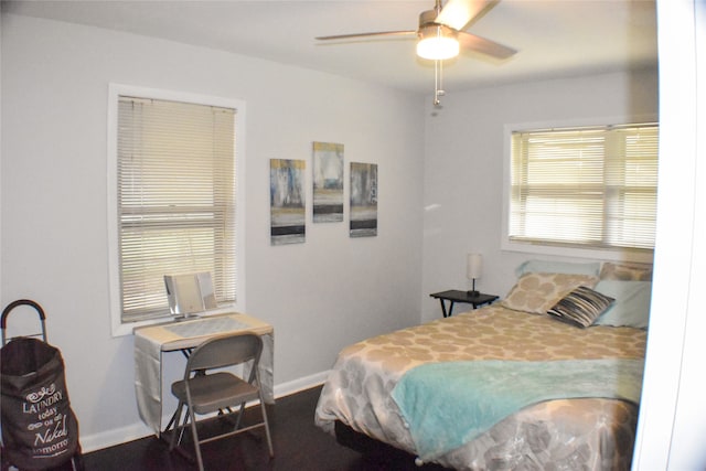 bedroom featuring ceiling fan