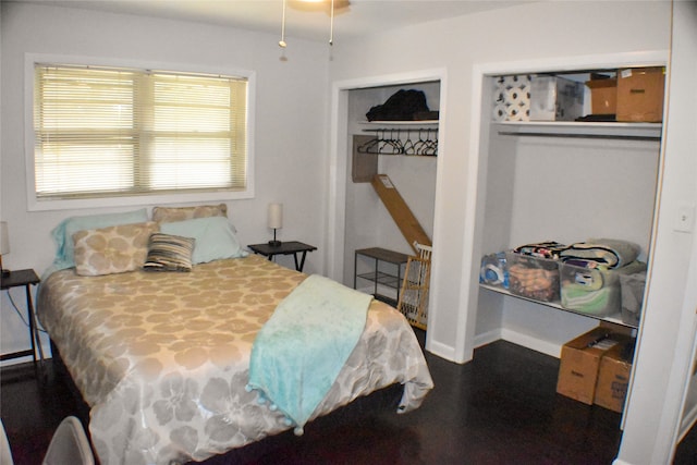 bedroom featuring hardwood / wood-style floors and a closet