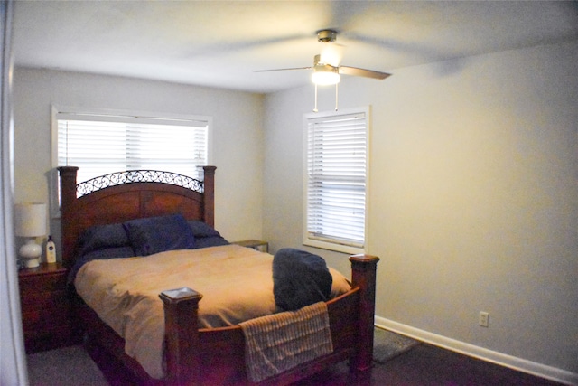 bedroom featuring ceiling fan