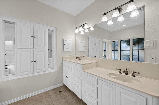 bathroom featuring vanity and tile patterned floors