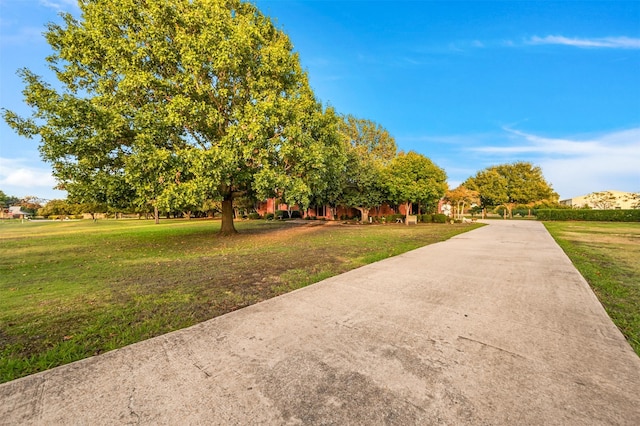 view of home's community with a lawn