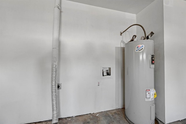 utility room featuring electric water heater