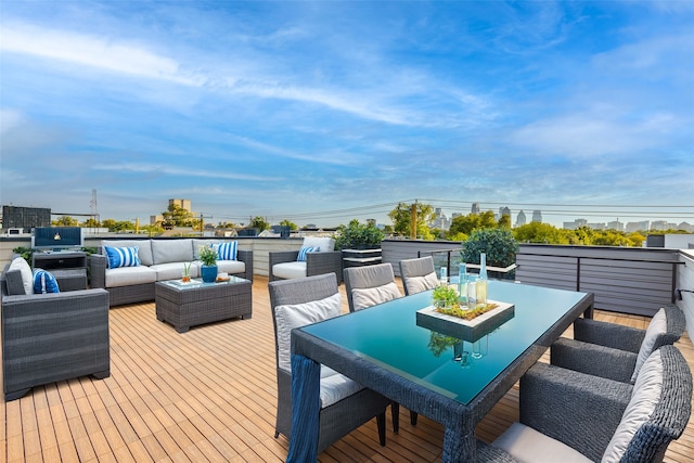 deck featuring an outdoor living space