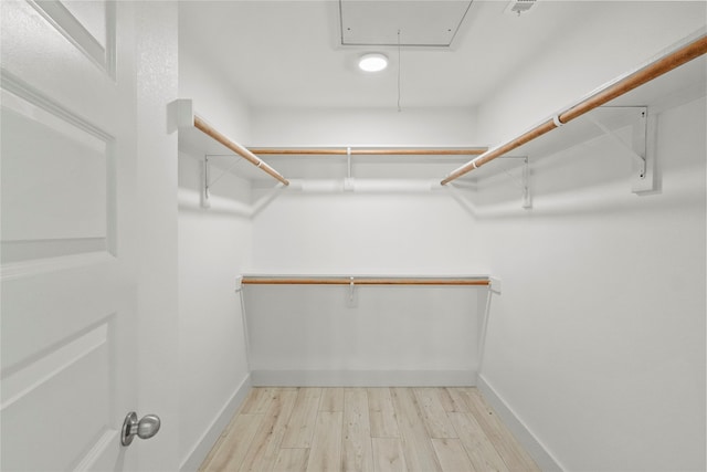 walk in closet featuring light hardwood / wood-style floors