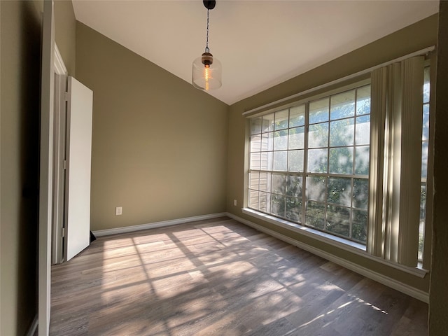 empty room with dark hardwood / wood-style floors