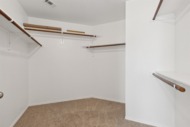 spacious closet featuring light carpet