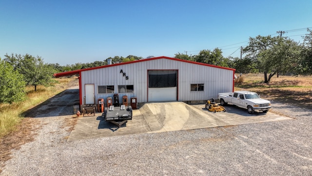 exterior space with a garage