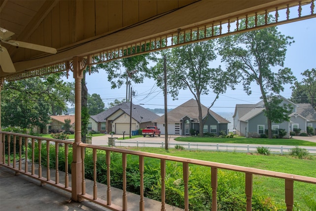 view of patio / terrace featuring ceiling fan