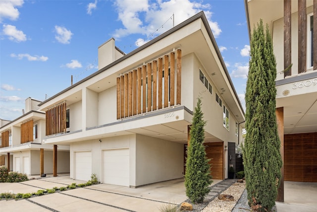 exterior space with a garage