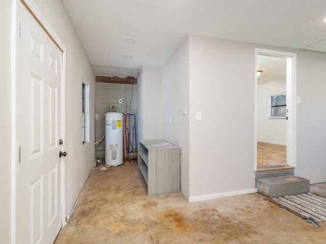 corridor featuring electric water heater