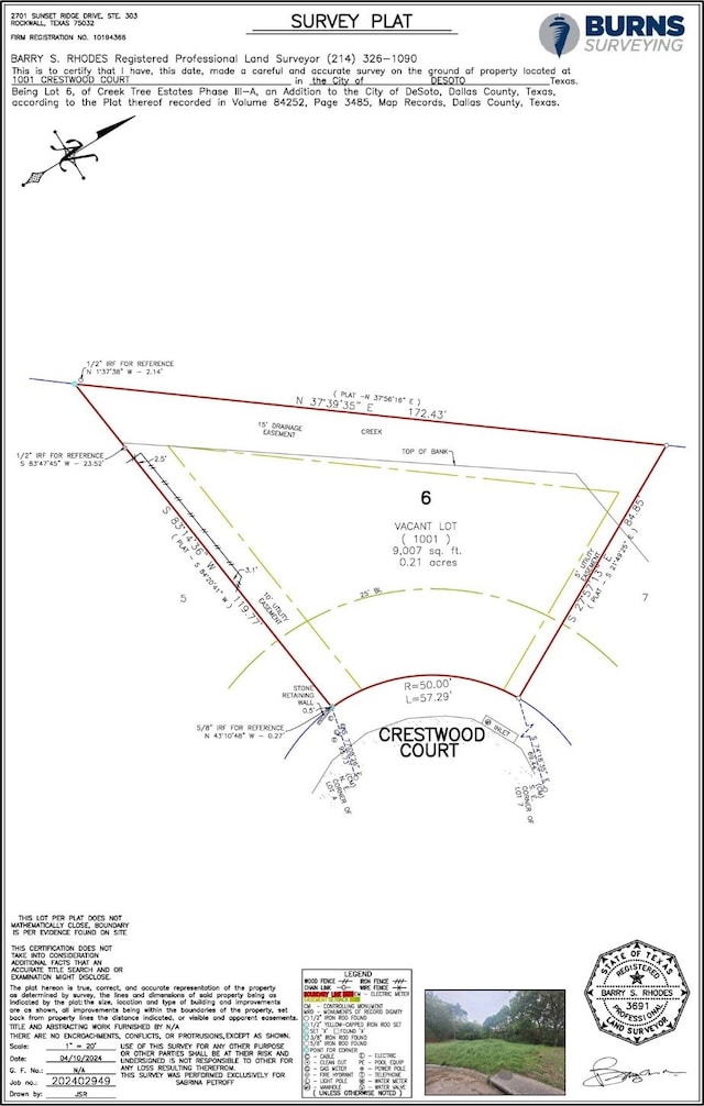 1001 Crestwood Ct, Desoto TX, 75115 land for sale