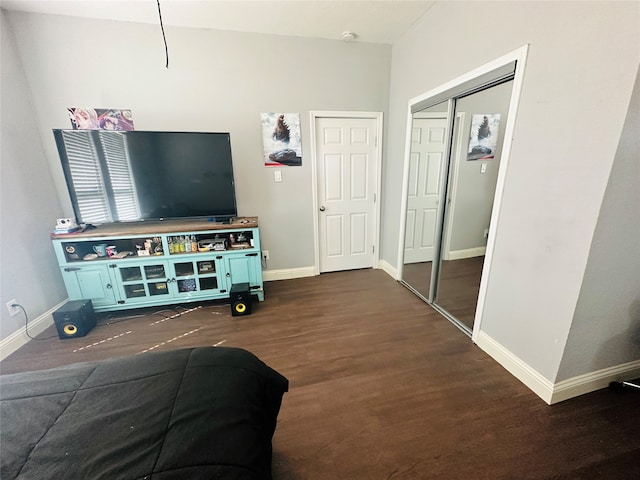 living room featuring dark hardwood / wood-style floors