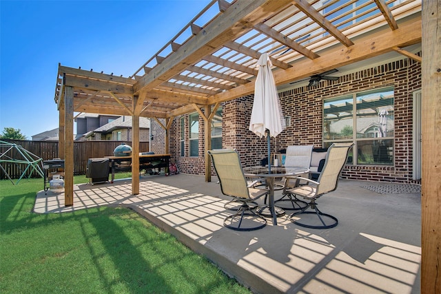 view of patio with a pergola