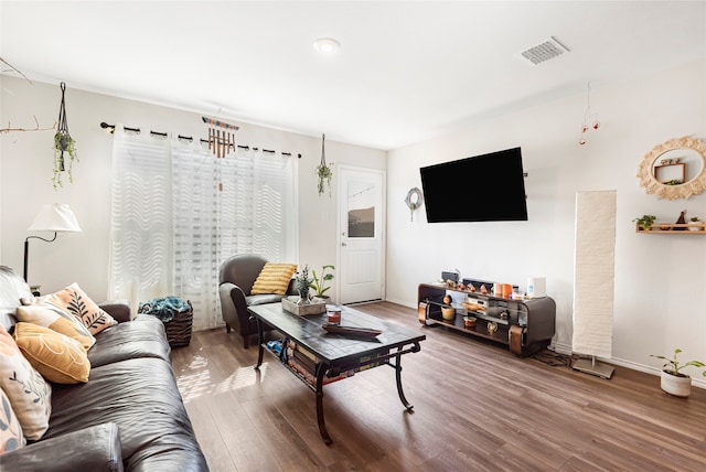 living room with hardwood / wood-style floors