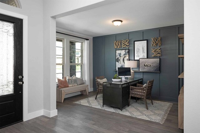 interior space featuring dark wood-type flooring