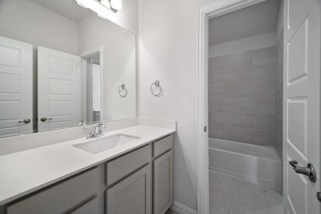 full bathroom with vanity and tile patterned floors