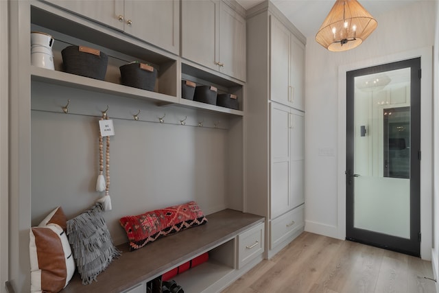 mudroom featuring light hardwood / wood-style flooring