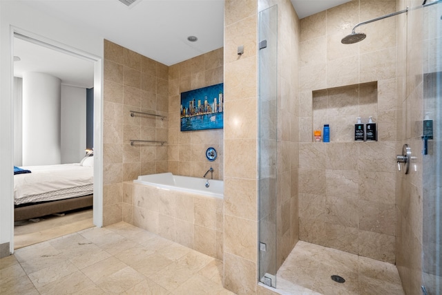 bathroom with plus walk in shower