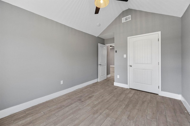 unfurnished bedroom featuring light wood-style floors, visible vents, and baseboards