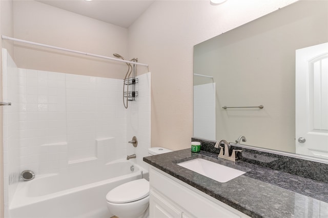 full bathroom with vanity, toilet, and shower / washtub combination