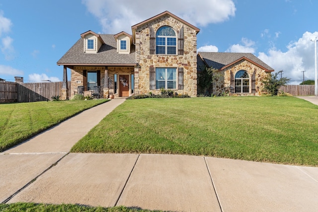 view of front facade featuring a front yard