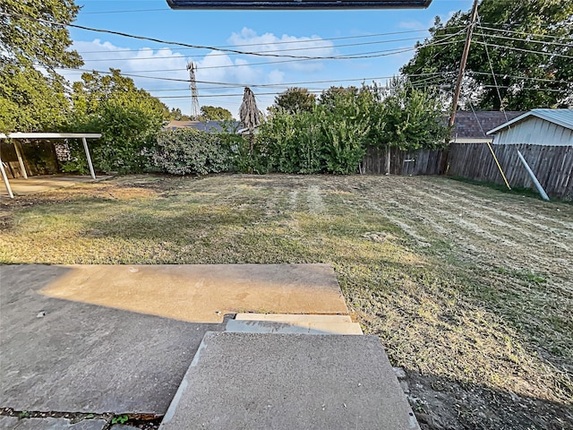 view of yard with a patio area