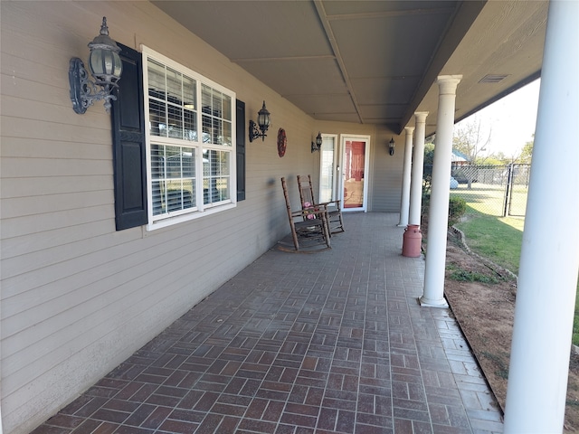 view of patio featuring covered porch