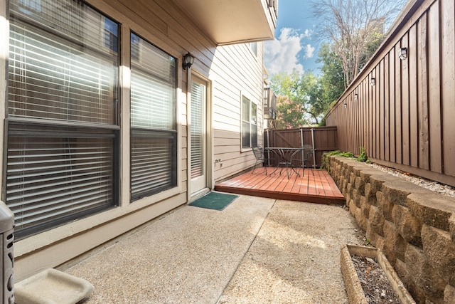 view of patio featuring a wooden deck