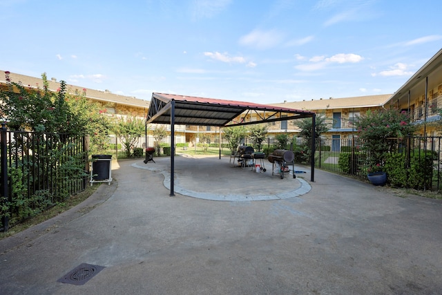 view of parking featuring a gazebo