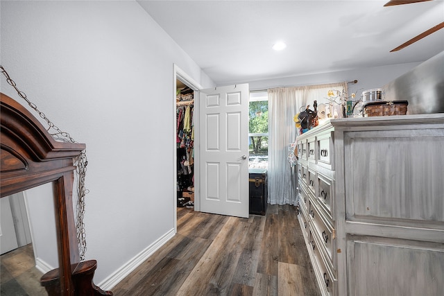 interior space featuring dark wood-type flooring