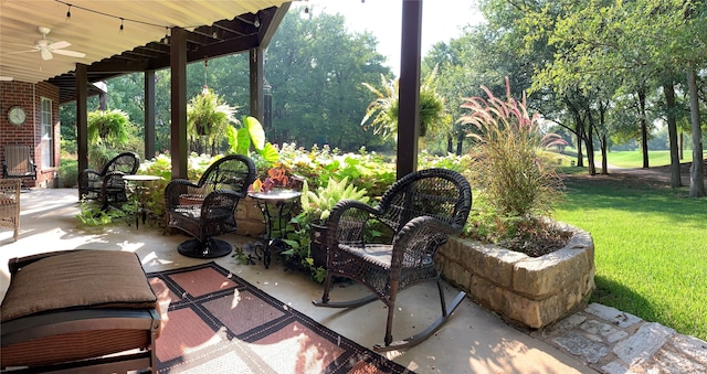 view of patio / terrace featuring an outdoor hangout area and ceiling fan