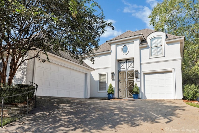 2 Beaux Rivages Dr, Shreveport, LA 71106 - view of front of property with a shingled roof, concrete driveway, and stucco siding