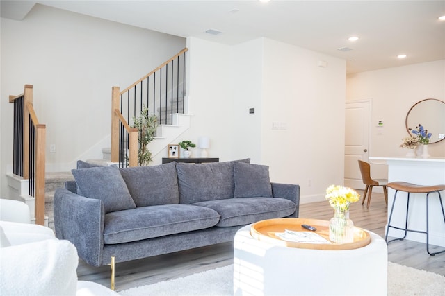 living room featuring light hardwood / wood-style floors