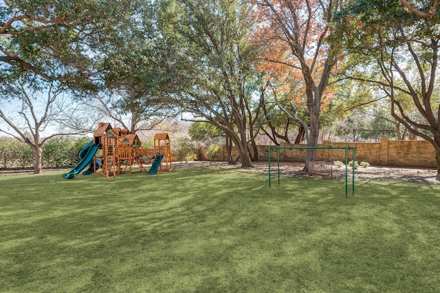 view of yard with a playground